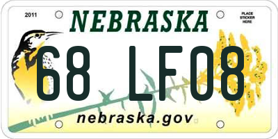 NE license plate 68LF08