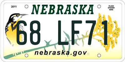NE license plate 68LF71