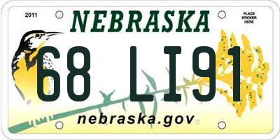 NE license plate 68LI91