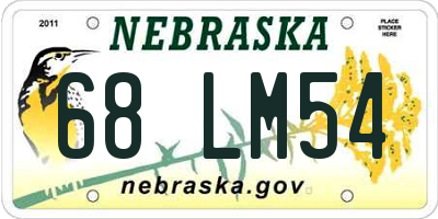 NE license plate 68LM54