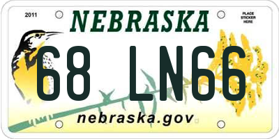 NE license plate 68LN66