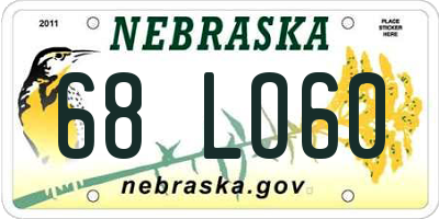 NE license plate 68LO60