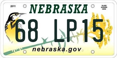 NE license plate 68LP15