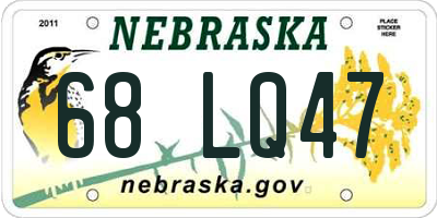 NE license plate 68LQ47