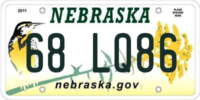 NE license plate 68LQ86