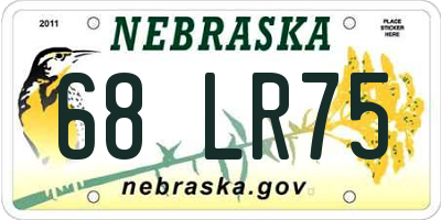 NE license plate 68LR75