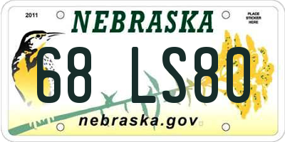 NE license plate 68LS80