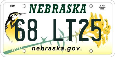 NE license plate 68LT25