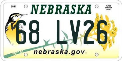 NE license plate 68LV26