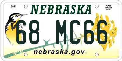NE license plate 68MC66