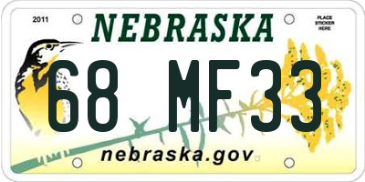 NE license plate 68MF33