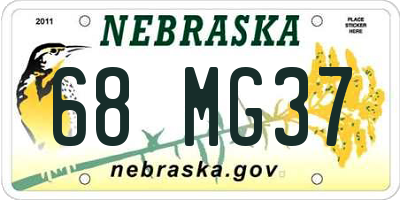 NE license plate 68MG37
