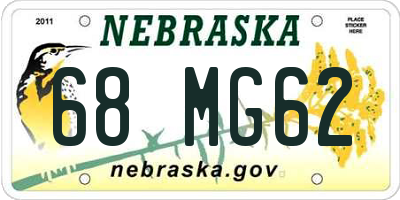 NE license plate 68MG62