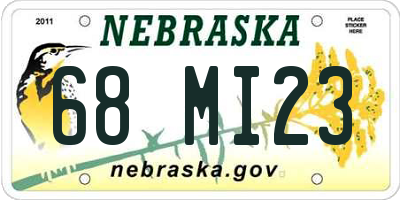 NE license plate 68MI23