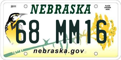 NE license plate 68MM16
