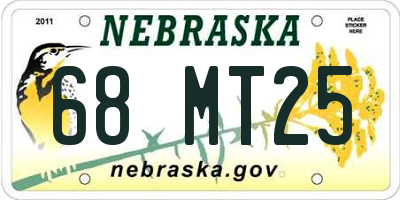 NE license plate 68MT25