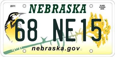 NE license plate 68NE15