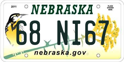 NE license plate 68NI67