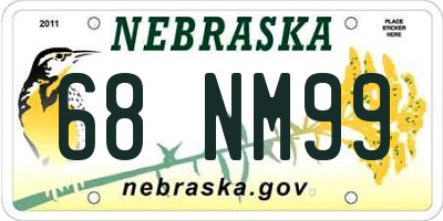 NE license plate 68NM99