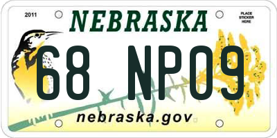 NE license plate 68NP09