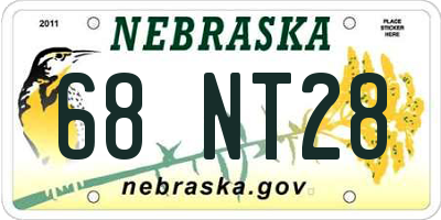 NE license plate 68NT28