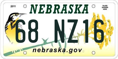 NE license plate 68NZ16