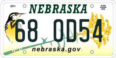 NE license plate 68OD54