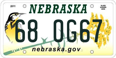 NE license plate 68OG67