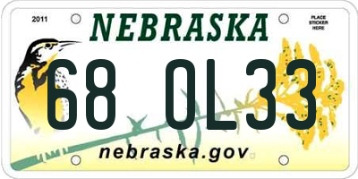 NE license plate 68OL33