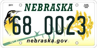 NE license plate 68OO23