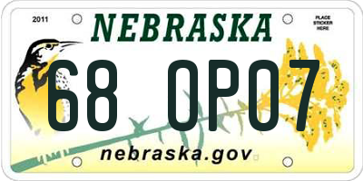 NE license plate 68OP07