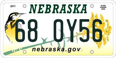 NE license plate 68OY56
