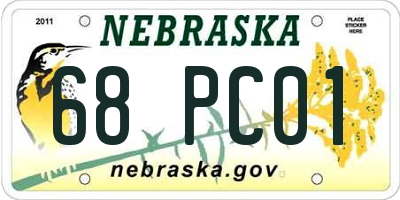 NE license plate 68PC01