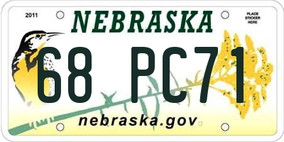 NE license plate 68PC71