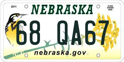 NE license plate 68QA67