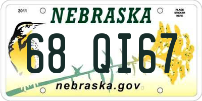 NE license plate 68QI67