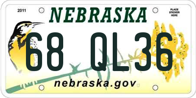 NE license plate 68QL36