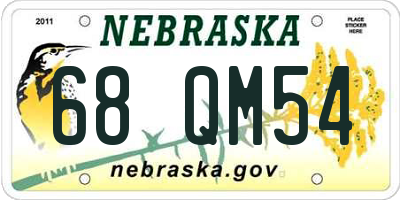 NE license plate 68QM54