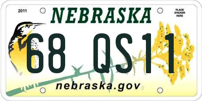 NE license plate 68QS11