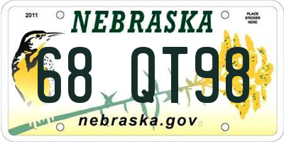 NE license plate 68QT98