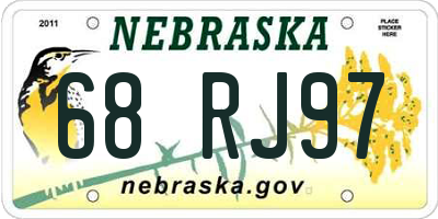 NE license plate 68RJ97