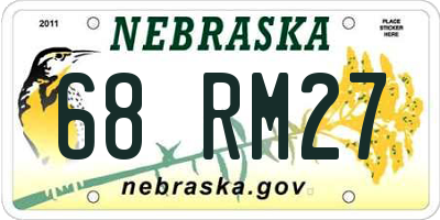 NE license plate 68RM27