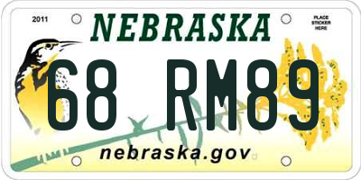 NE license plate 68RM89