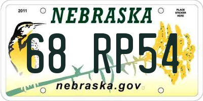 NE license plate 68RP54