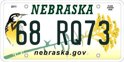 NE license plate 68RQ73