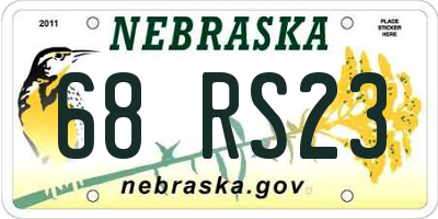 NE license plate 68RS23