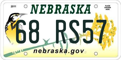 NE license plate 68RS57