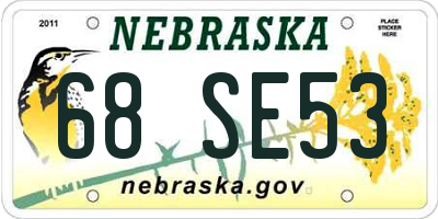 NE license plate 68SE53