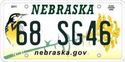 NE license plate 68SG46