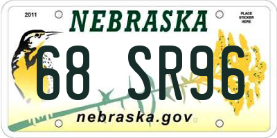 NE license plate 68SR96